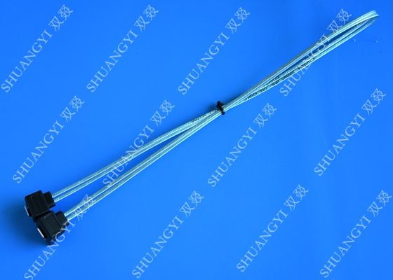 Chiny Blue Slim Down Angle 7 Pin SATA Data Cable Female to Female With Locking Latch dostawca