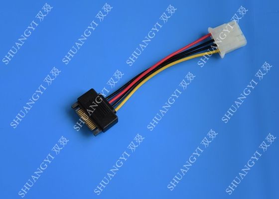 Chiny 5.08mm Braided Molex 4 Pin SATA Power Cable 15 Pin Male To Male For Hard Disk dostawca