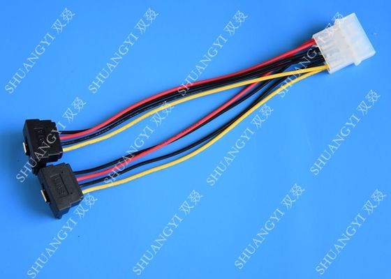 Chiny Computer Molex 4 Pin To 2 x15 Pin SATA Data Cable Right Angle Pitch 5.08mm dostawca