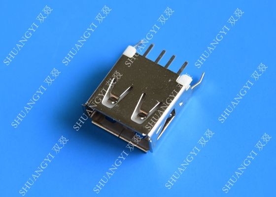 Chiny Straight Solder Type USB A Female Plug Connector Jack Silver Tone dostawca